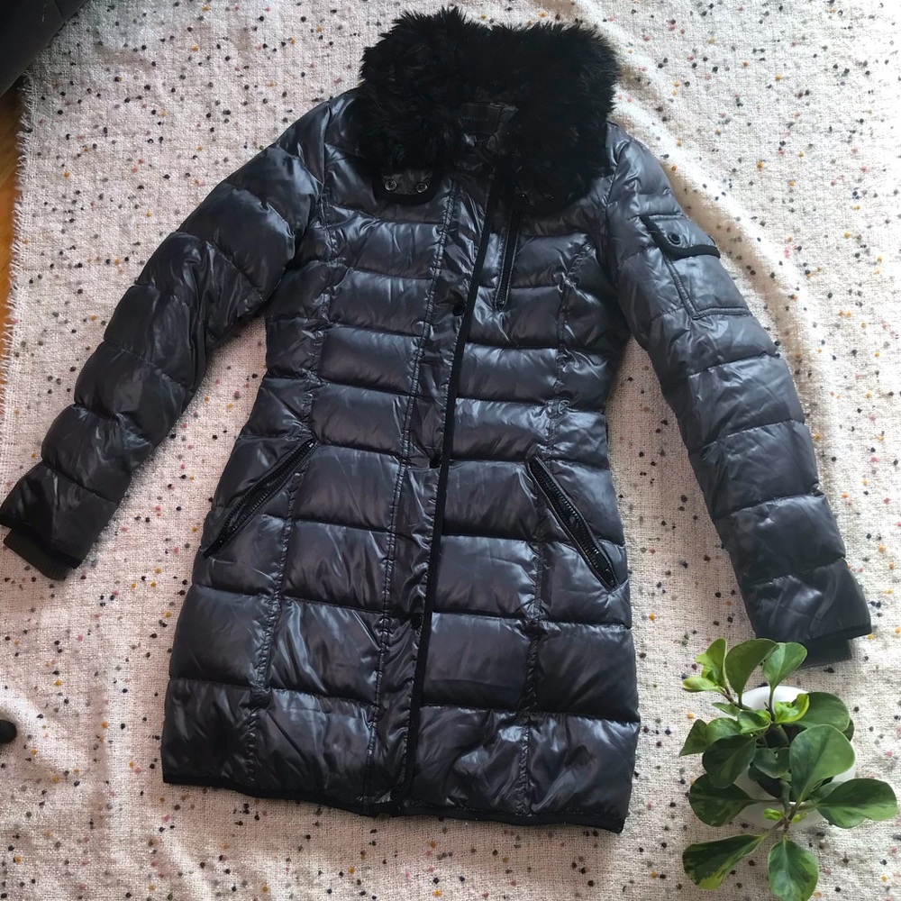 BCBGMaxAzria charcoal black puffer coat